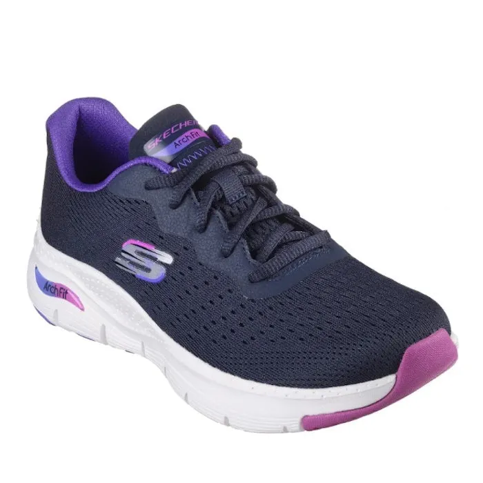 Skechers Arch Fit Lace Up Infinity Cool WIDE Navy Purple Trainer