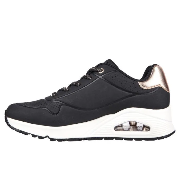 Skechers Uno Shimmer Away Black Trainer Black Pull On LAST ONE CLEARANCE