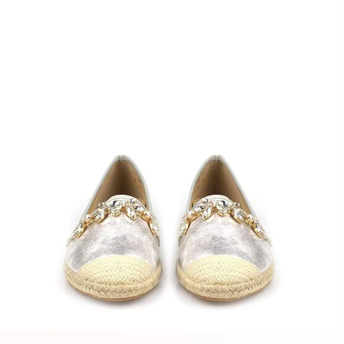 TORI Espadrille Metallic With Gems