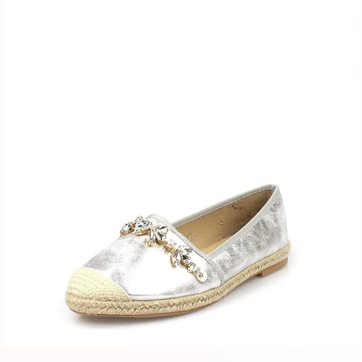 TORI Espadrille Metallic With Gems