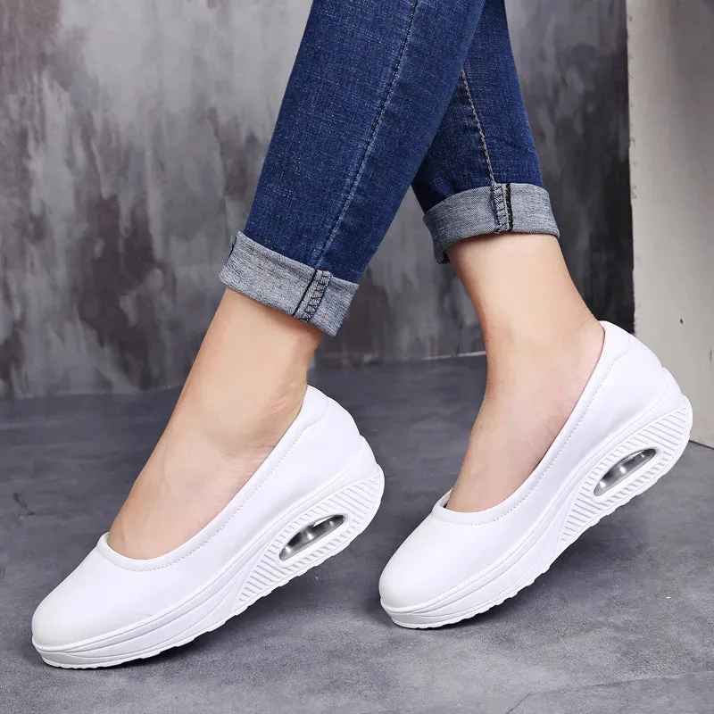 Trendy  Platform  Air Cushion Orthopedic Wedge Sneakers