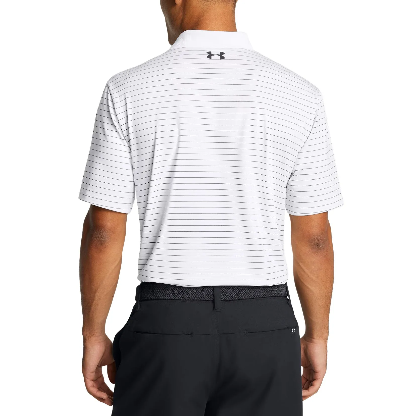 Under Armour Performance 3.0 Stripe Golf Polo Shirt - White/Retro Green