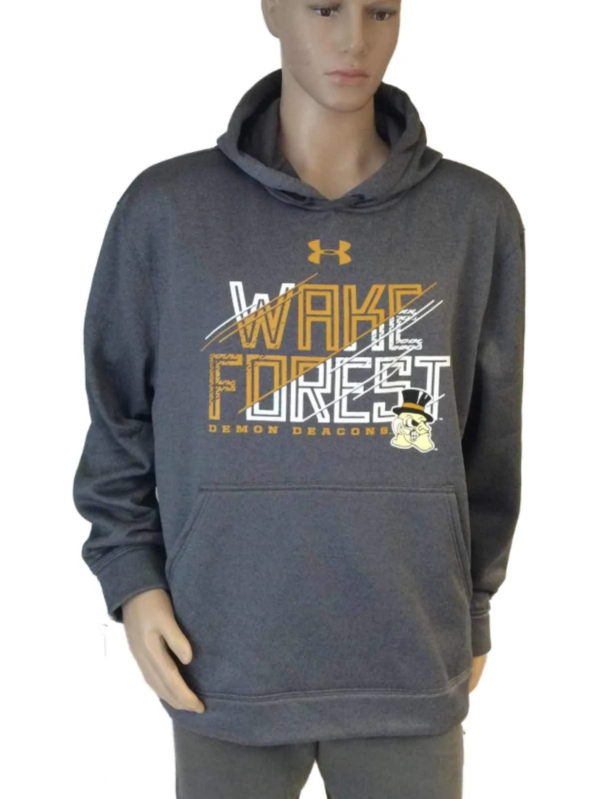 Wake Forest Demon Deacons Under Armour Storm1 LS Gray Hoodie Sweatshirt (L)