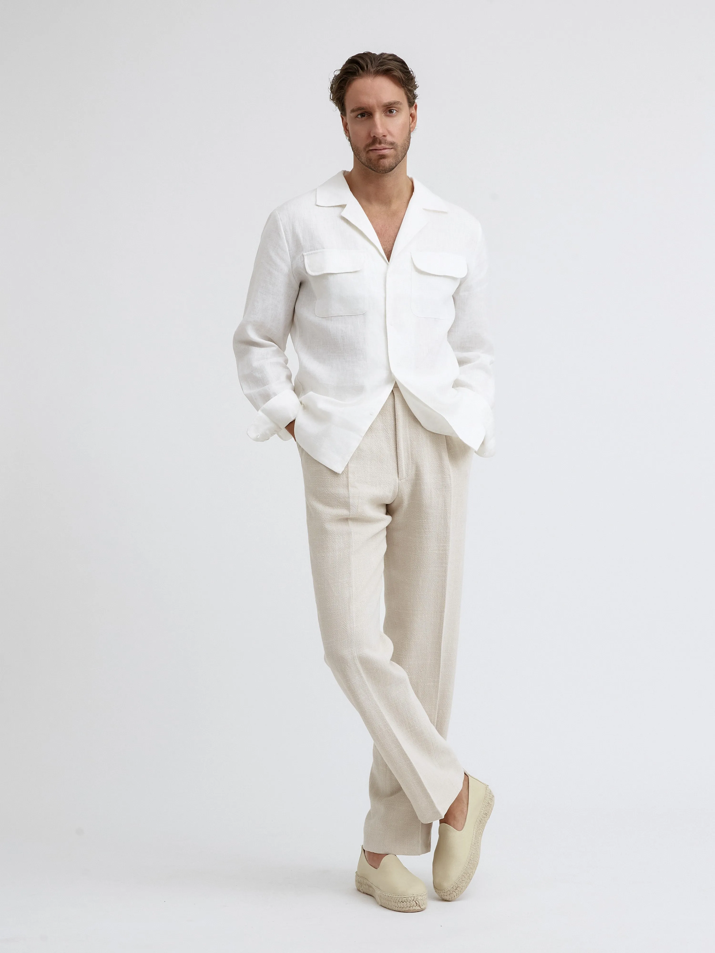 White Linen Camp Shirt