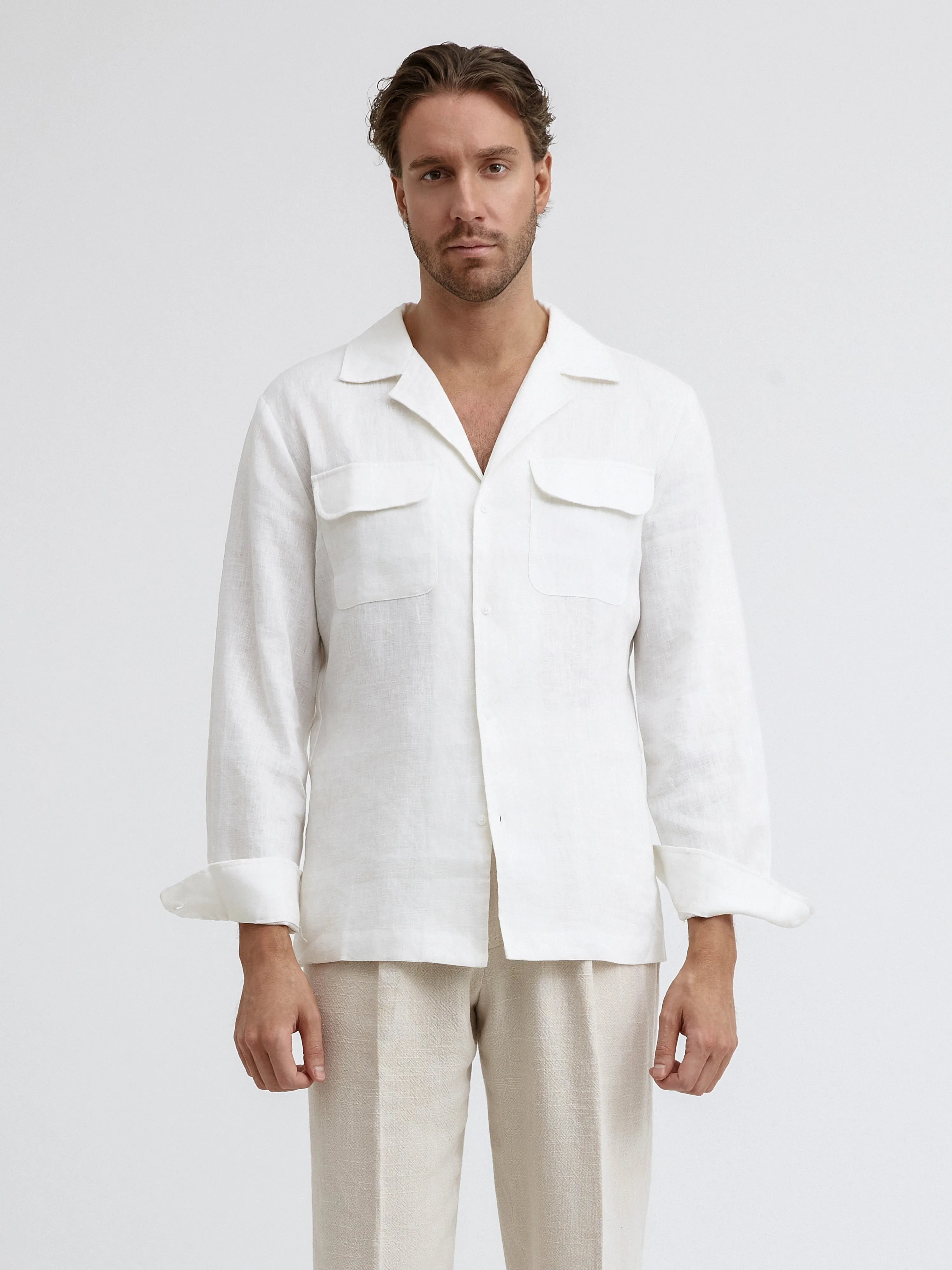 White Linen Camp Shirt