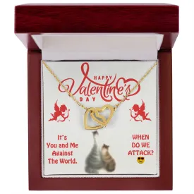 You And Me Against The World Interlocking Hearts Necklace